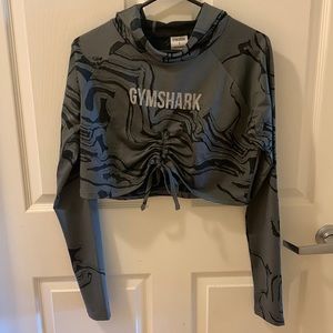 Grey and black Small Gymshark long sleeve hooded crop top